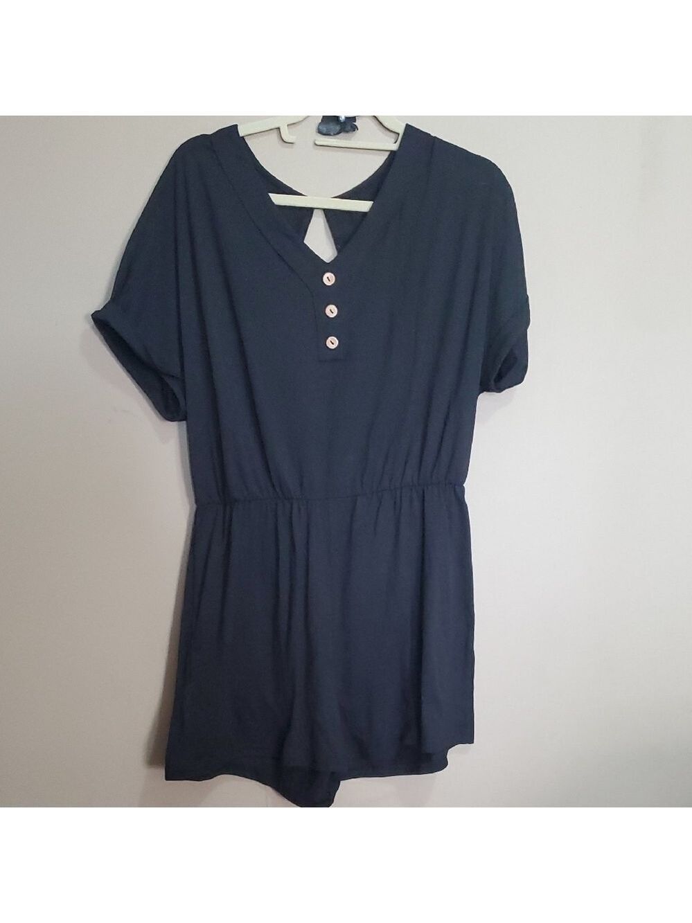Shein Black Button-Up Romper Size XL